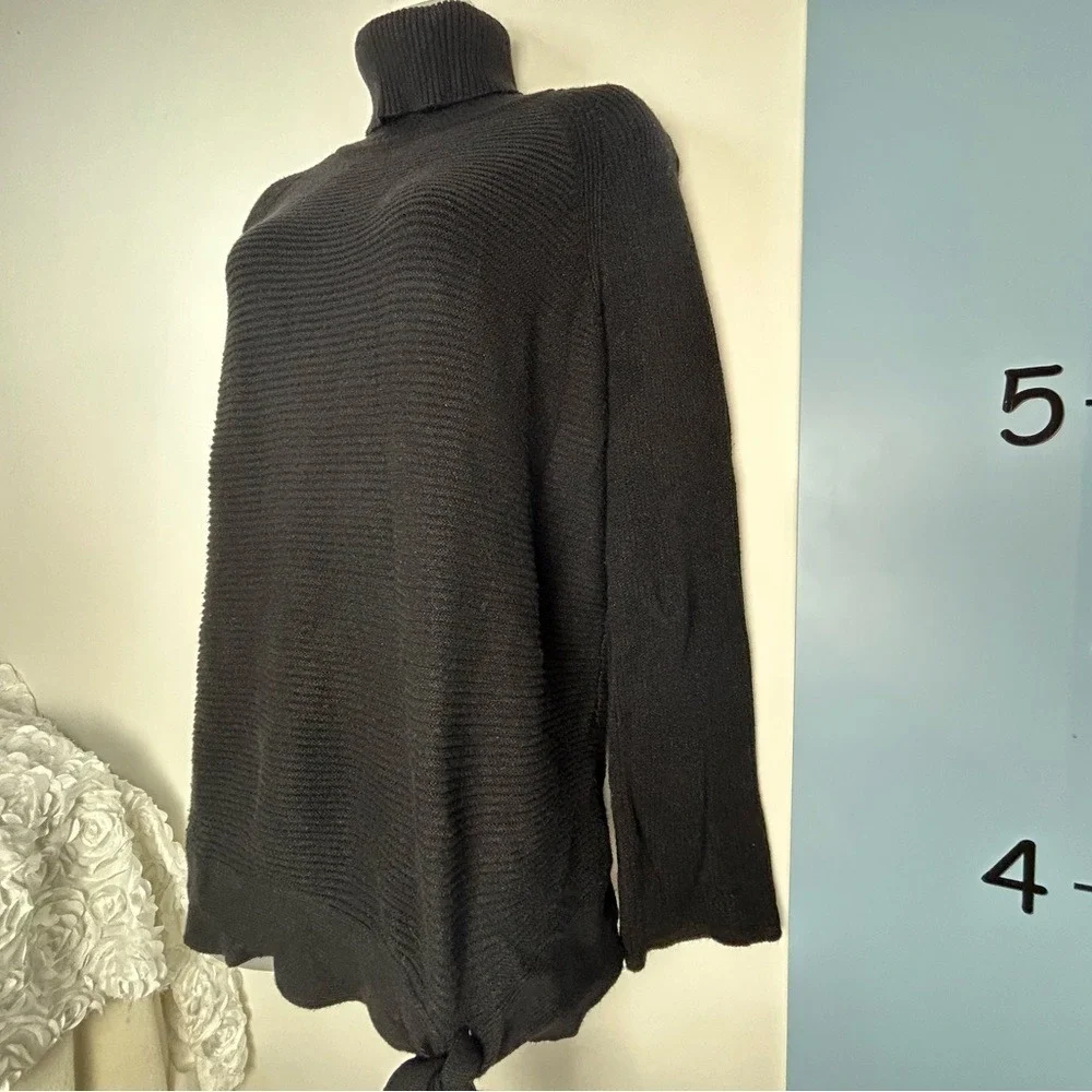 Simply Vera Vera Wang Black Goth Turtleneck‎ Sweater w/Tie Small